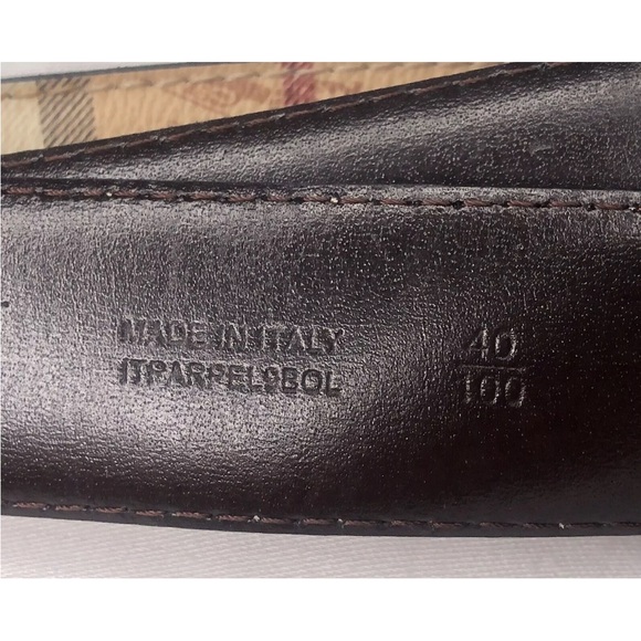 BURBERRY Nova Check PVC Leather Belt 40/100 Italy No Buckle Made In Italy - Picture 7 of 16